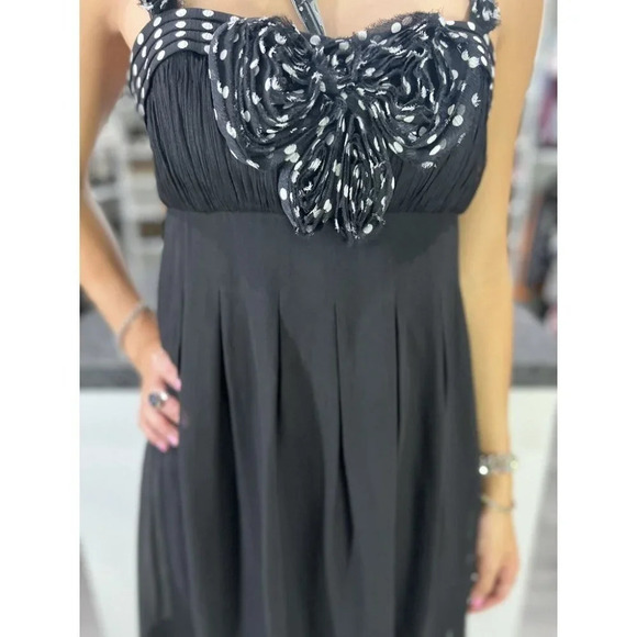 Sue Wong Black Dotted Silk Cocktail Dress $288 - Picture 3 of 9